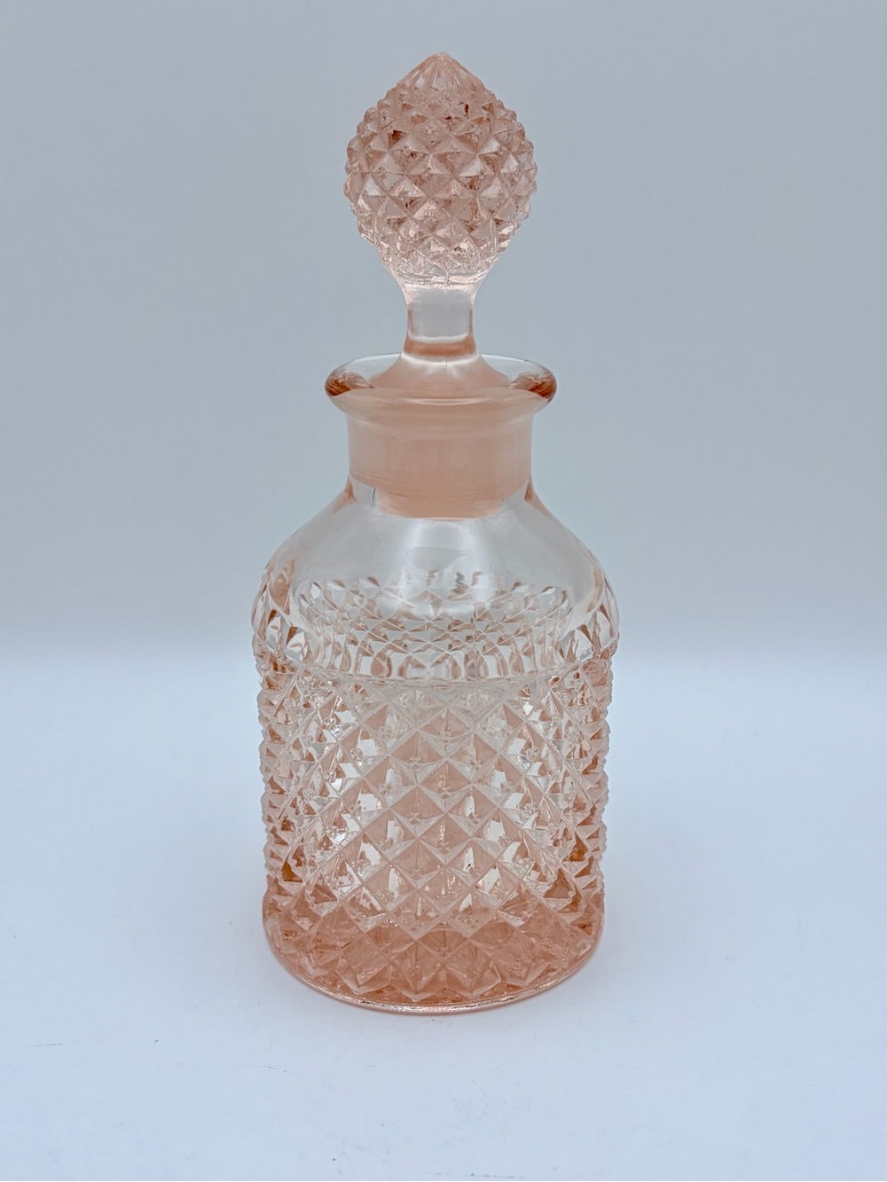 Vintage Westmoreland Pink Glass English Hobnail Perfume Vanity Bottle w/ Stopper
